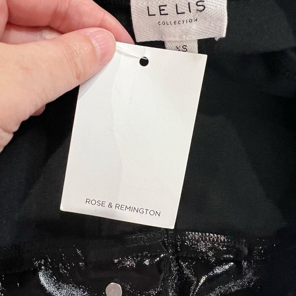 Lelis Black Shiny Faux‎ Leather Sz XS Womens NWT - Picture 4 of 8